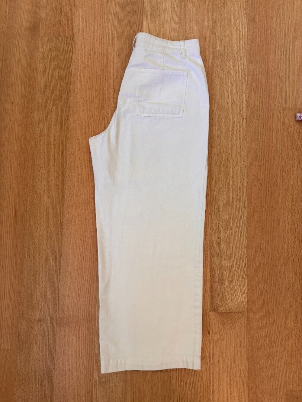 White Cotton Wide Leg Cropped Pants - Size 6